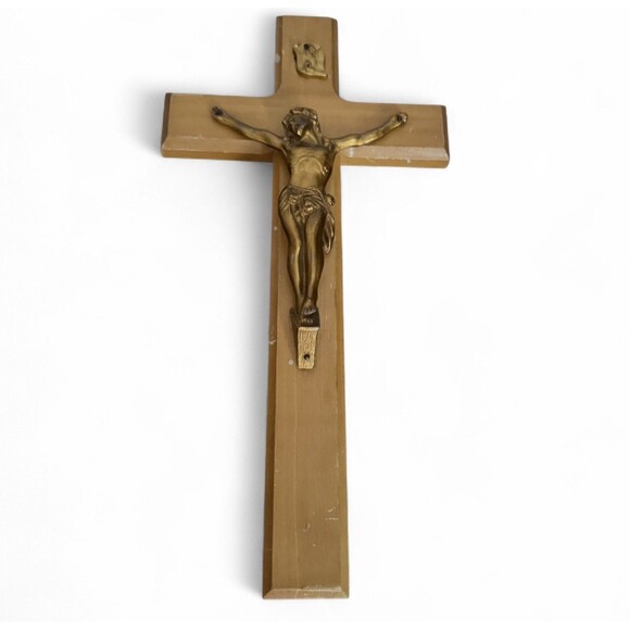 Vintage Wooden 12" Wall Cross Crucifix Holy Religious Jesus - Picture 1 of 6